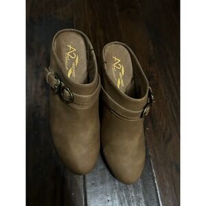 A2 by Aerosoles Heel Rest Velveteen Heeled Clogs Brown Women's Sz 7.5